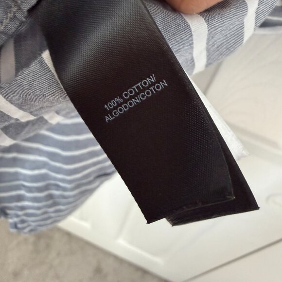 DKNY Jeans Men's Blue and White Stripe Short-Sleeve Casual Button Shirt XXL - Picture 3 of 4